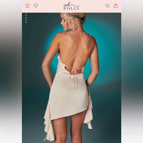 Oh Polly ‘ELAXI’ Deep Plunge Ruffled Mini Dress in Ivory - NWT - Picture 4 of 4